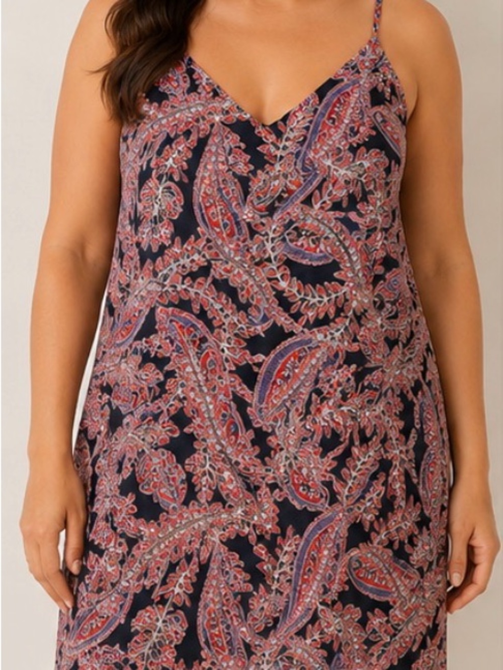 Joe Fresh Navy Paisley Cami Top with Pink & Red Accents